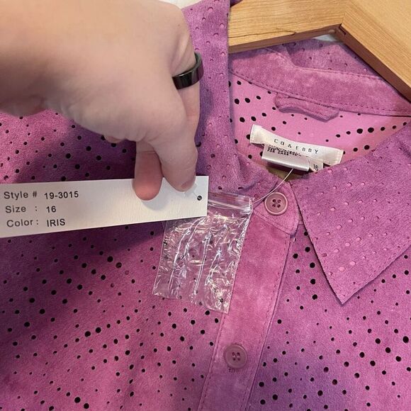 Vintage Co & Eddy Suede Iris Purple Button Down Top NWT Size 16 - Picture 4 of 8